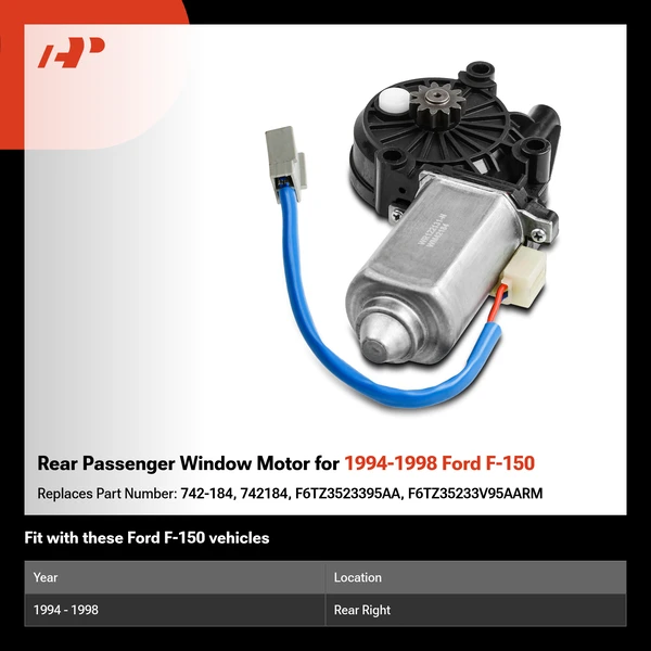Rear Passenger Window Motor for 1994-1998 Ford F-150