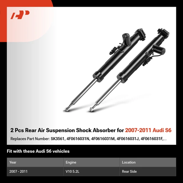 2 Pcs Rear Air Suspension Shock Absorber for 2007-2011 Audi S6