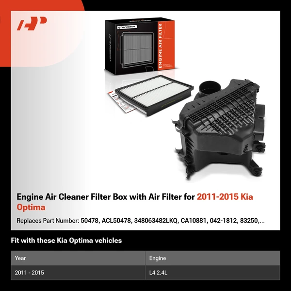 Engine Air Cleaner Filter Box with Air Filter for 2011-2015 Kia Optima