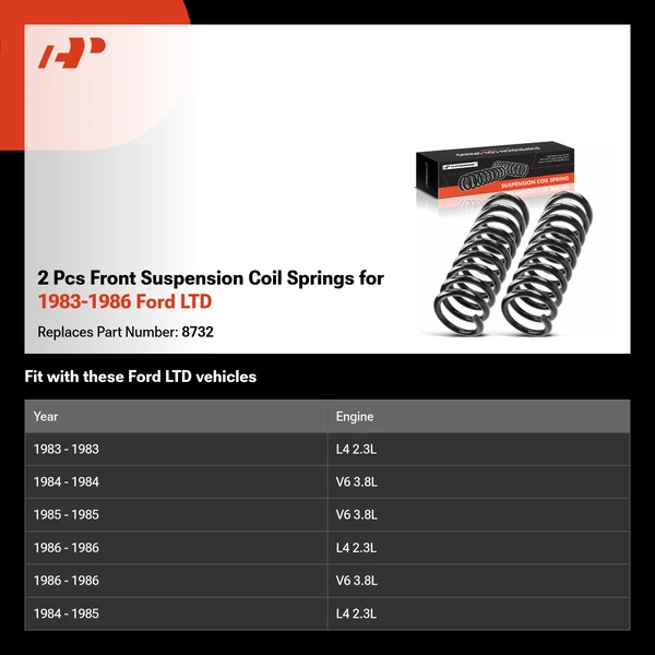 2 Pcs Front Suspension Coil Springs for 1983-1986 Ford LTD