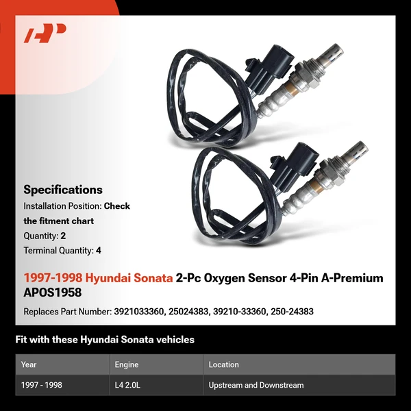 1997-1998 Hyundai Sonata 2-Pc Oxygen Sensor 4-Pin A-Premium APOS1958