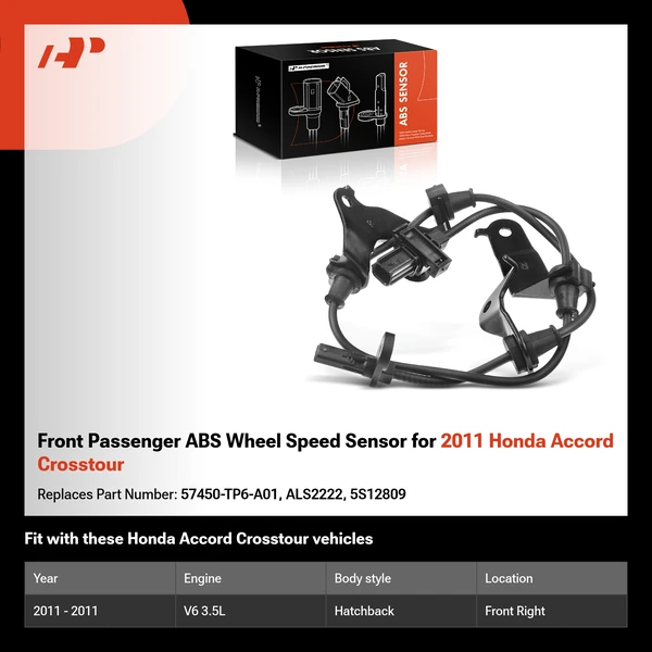 Front Passenger ABS Wheel Speed Sensor for 2011 Honda Accord Crosstour