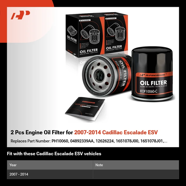 2 Pcs Engine Oil Filter for 2007-2014 Cadillac Escalade ESV