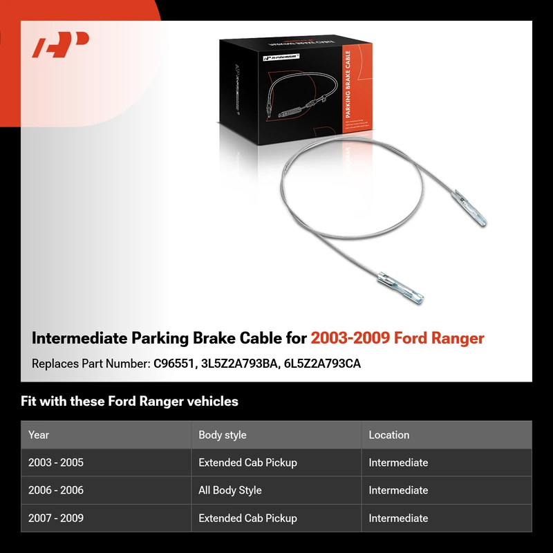 Intermediate Parking Brake Cable for 2003-2009 Ford Ranger