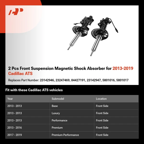 2 Pcs Front Suspension Magnetic Shock Absorber for 2013-2019 Cadillac ATS