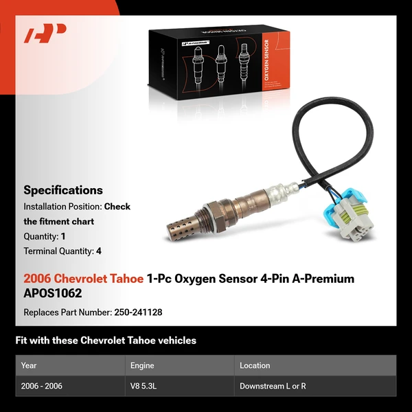 2006 Chevrolet Tahoe 1-Pc Oxygen Sensor 4-Pin A-Premium APOS1062