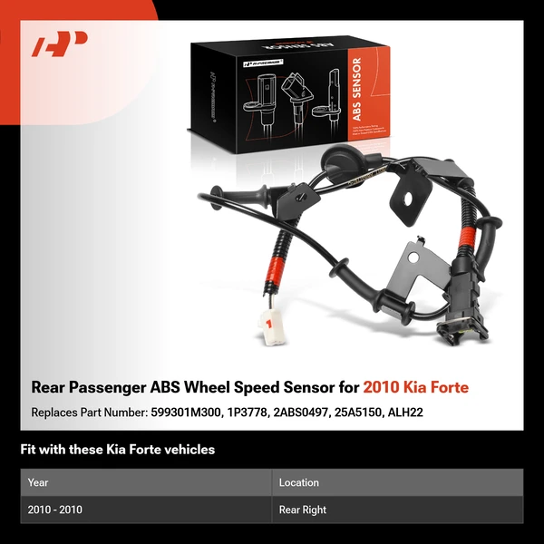 Rear Passenger ABS Wheel Speed Sensor for 2010 Kia Forte