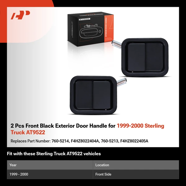 2 Pcs Front Black Exterior Door Handle for 1999-2000 Sterling Truck AT9522