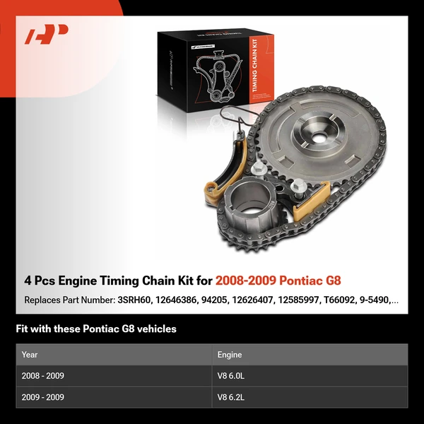 4 Pcs Engine Timing Chain Kit for 2008-2009 Pontiac G8