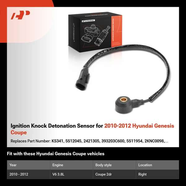 Ignition Knock Detonation Sensor for 2010-2012 Hyundai Genesis Coupe