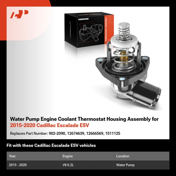Water Pump Engine Coolant Thermostat Housing Assembly for 2015-2020 Cadillac Escalade ESV