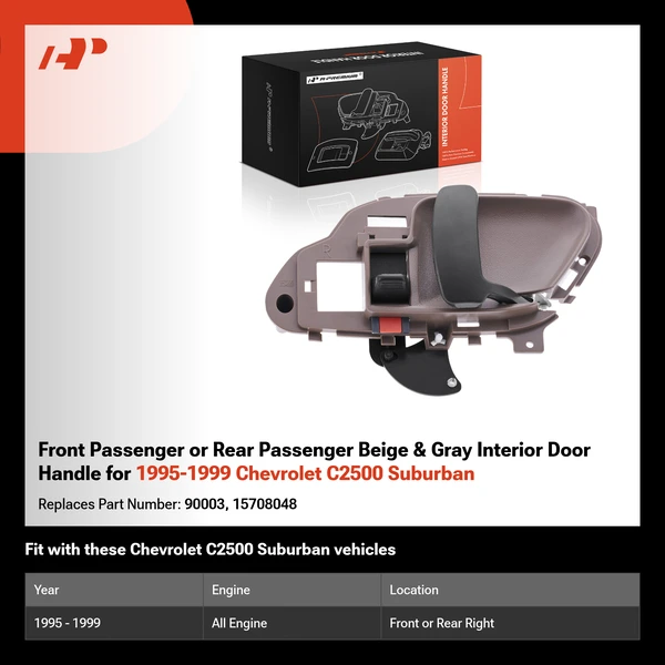 Front Passenger or Rear Passenger Beige & Gray Interior Door Handle for 1995-1999 Chevrolet C2500 Suburban