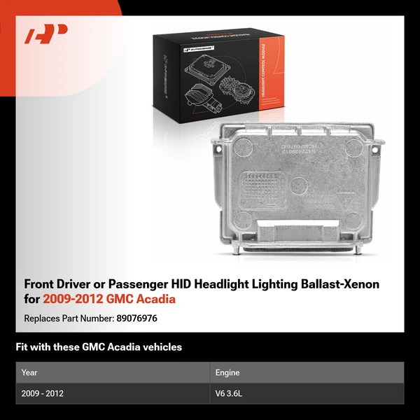 Front Driver or Passenger HID Headlight Lighting Ballast-Xenon for 2009-2012 GMC Acadia