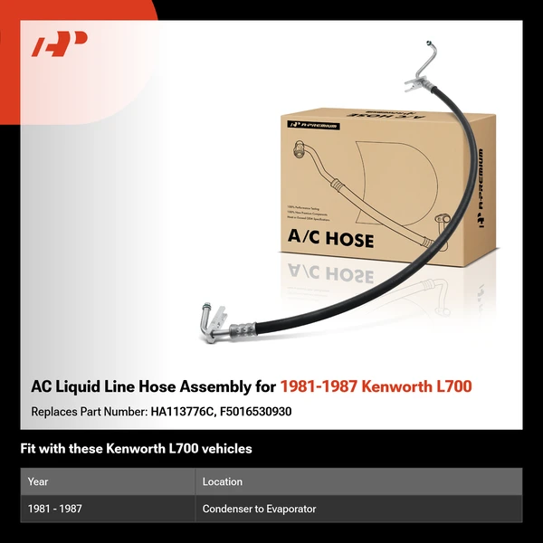 AC Liquid Line Hose Assembly for 1981-1987 Kenworth L700