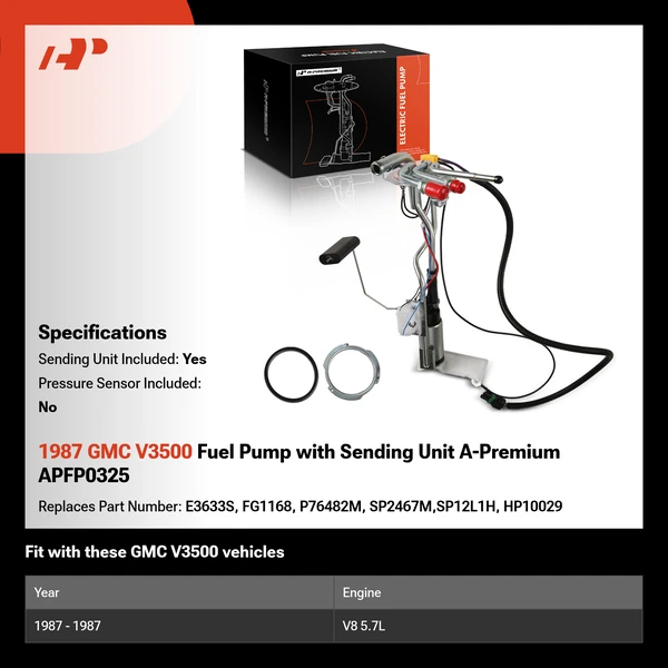 1987 GMC V3500 Fuel Pump with Sending Unit A-Premium APFP0325