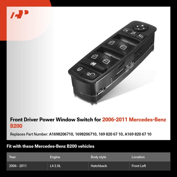Front Driver Power Window Switch for 2006-2011 Mercedes-Benz B200
