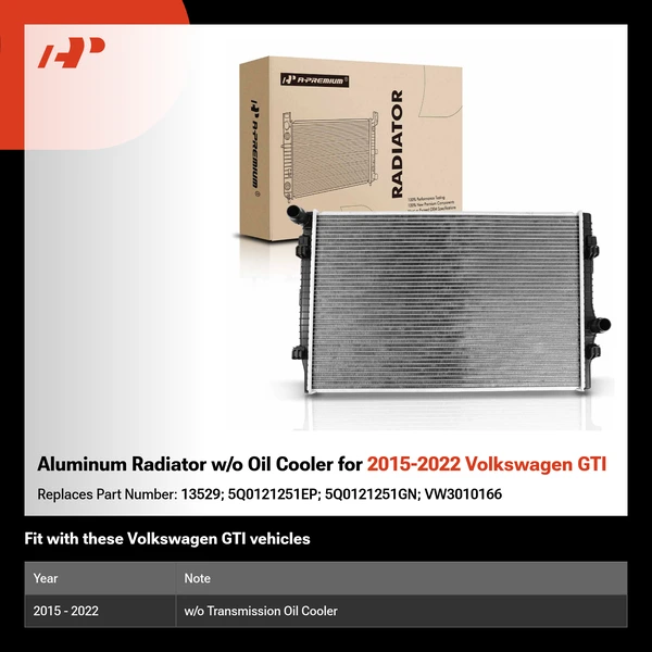 Aluminum Radiator w/o Oil Cooler for 2015-2022 Volkswagen GTI