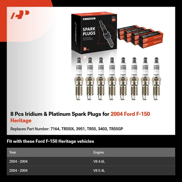 8 Pcs Iridium & Platinum Spark Plugs for 2004 Ford F-150 Heritage