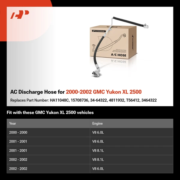 AC Discharge Hose for 2000-2002 GMC Yukon XL 2500