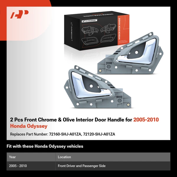 2 Pcs Front Chrome & Olive Interior Door Handle for 2005-2010 Honda Odyssey