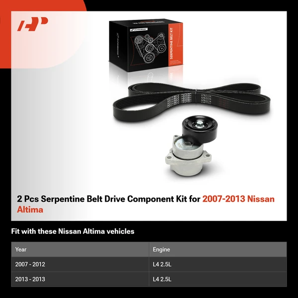2 Pcs Serpentine Belt Drive Component Kit for 2007-2013 Nissan Altima