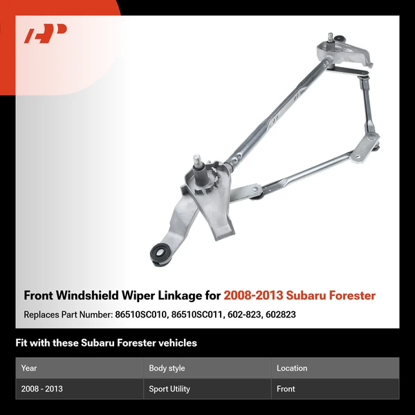 Front Windshield Wiper Linkage for 2008-2013 Subaru Forester