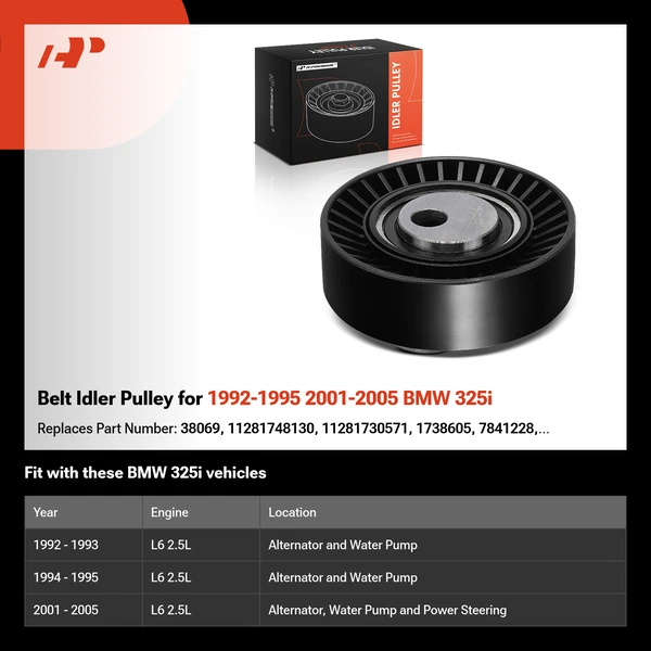 Belt Idler Pulley for 1992-1995 2001-2005 BMW 325i