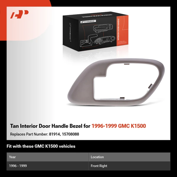 Tan Interior Door Handle Bezel for 1996-1999 GMC K1500