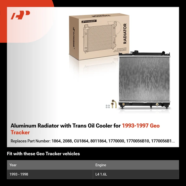 Aluminum Radiator with Trans Oil Cooler for 1993-1997 Geo Tracker