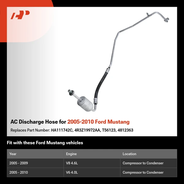 AC Discharge Hose for 2005-2010 Ford Mustang