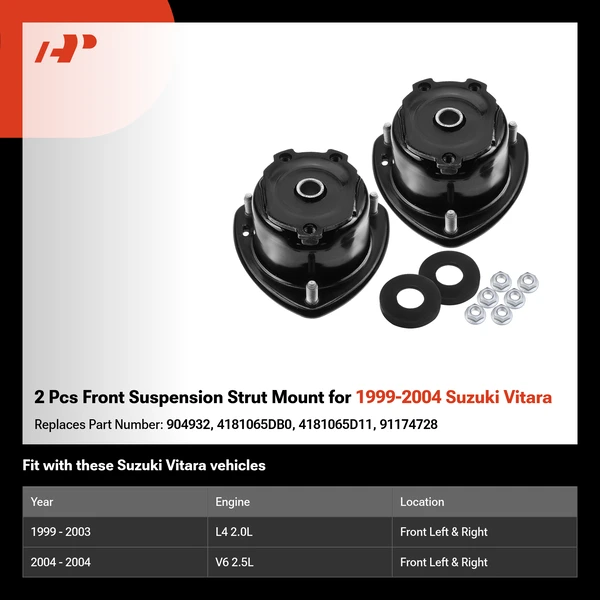 2 Pcs Front Suspension Strut Mount for 1999-2004 Suzuki Vitara