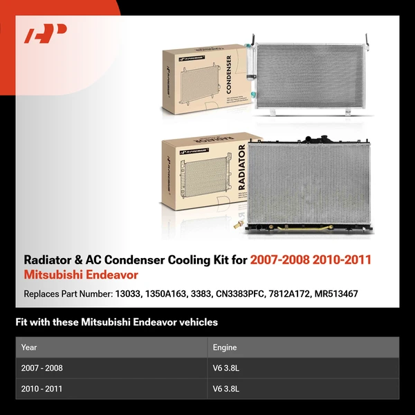 Radiator & AC Condenser Cooling Kit for 2007-2008 2010-2011 Mitsubishi Endeavor