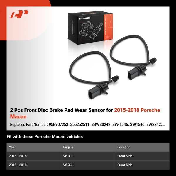 2 Pcs Front Disc Brake Pad Wear Sensor for 2015-2018 Porsche Macan