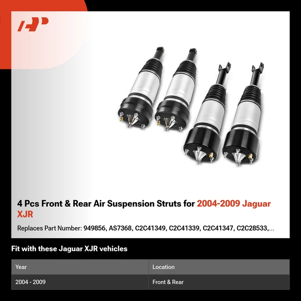 4 Pcs Front & Rear Air Suspension Struts for 2004-2009 Jaguar XJR