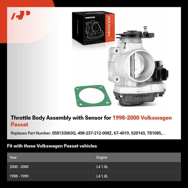 Throttle Body Assembly with Sensor for 1998-2000 Volkswagen Passat
