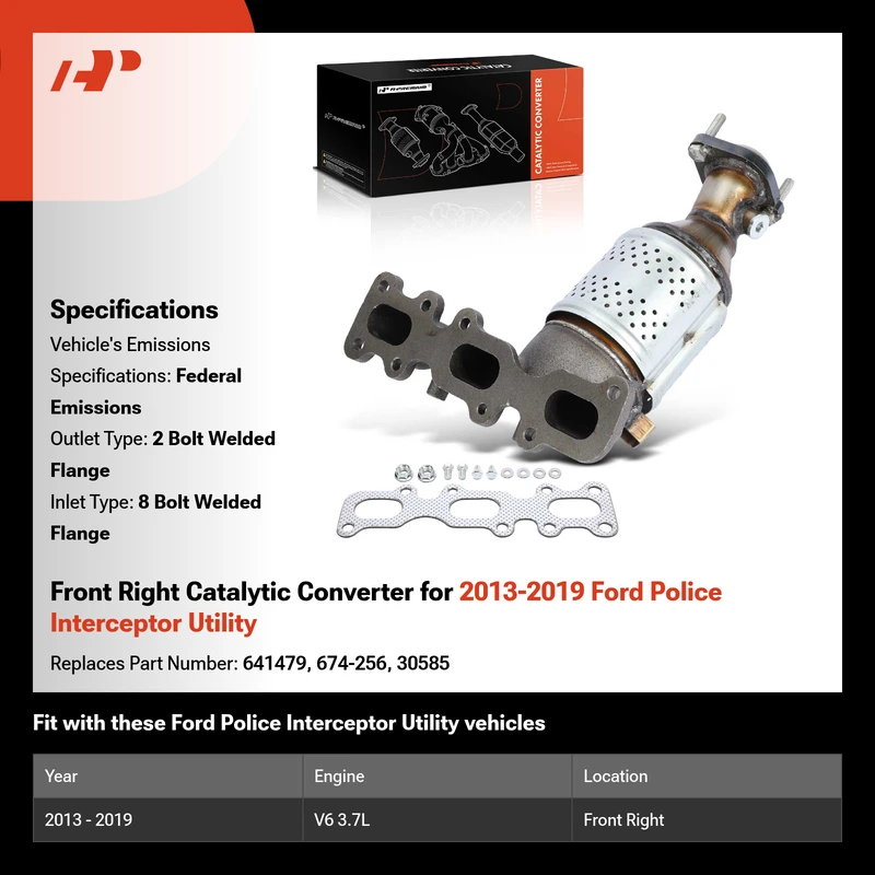 Front Right Catalytic Converter for 2013-2019 Ford Police Interceptor Utility