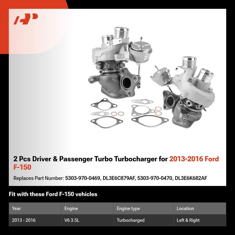 2 Pcs Driver & Passenger Turbo Turbocharger for 2013-2016 Ford F-150