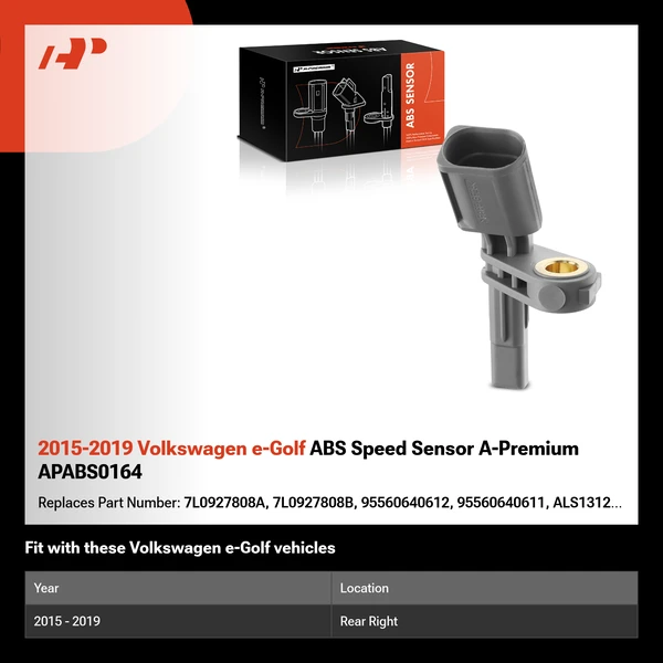 2015-2019 Volkswagen e-Golf ABS Speed Sensor A-Premium APABS0164