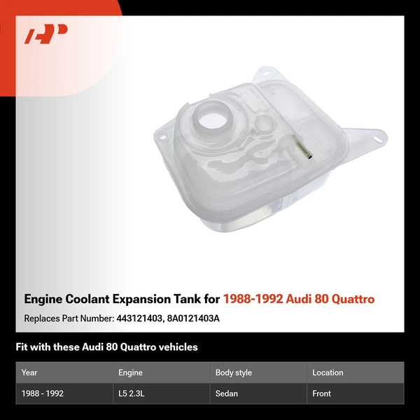 Engine Coolant Expansion Tank for 1988-1992 Audi 80 Quattro