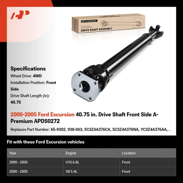 2000-2005 Ford Excursion 40.75 in. Drive Shaft Front Side A-Premium APDS0272
