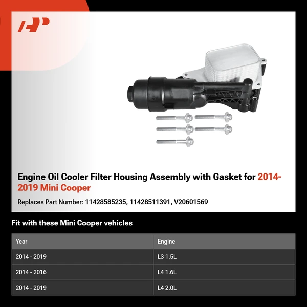 Engine Oil Cooler Filter Housing Assembly with Gasket for 2014-2019 Mini Cooper