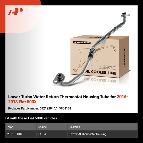 Lower Turbo Water Return Thermostat Housing Tube for 2016-2018 Fiat 500X