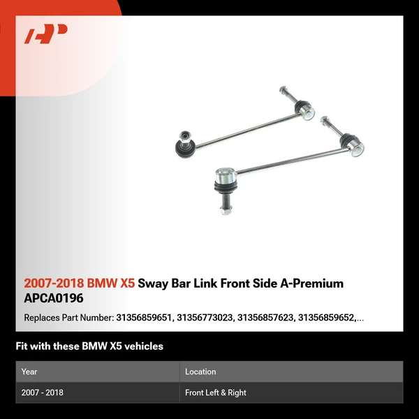 2007-2018 BMW X5 Sway Bar Link Front Side A-Premium APCA0196