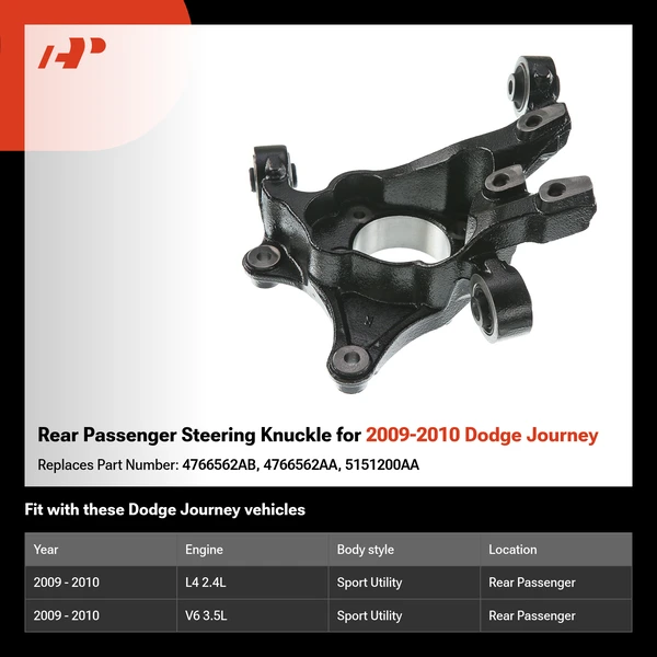 Rear Passenger Steering Knuckle for 2009-2010 Dodge Journey