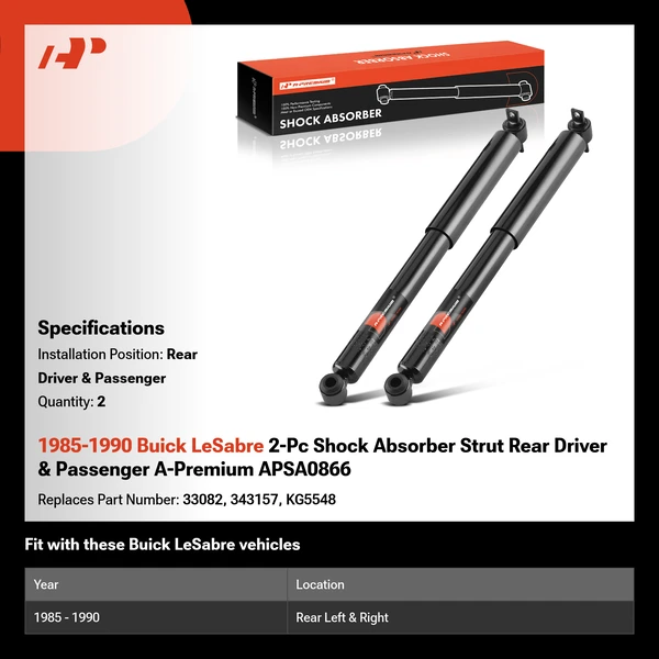 1985-1990 Buick LeSabre 2-Pc Shock Absorber Strut Rear Driver & Passenger A-Premium APSA0866