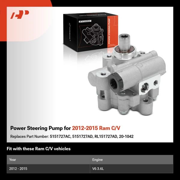 Power Steering Pump for 2012-2015 Ram C/V