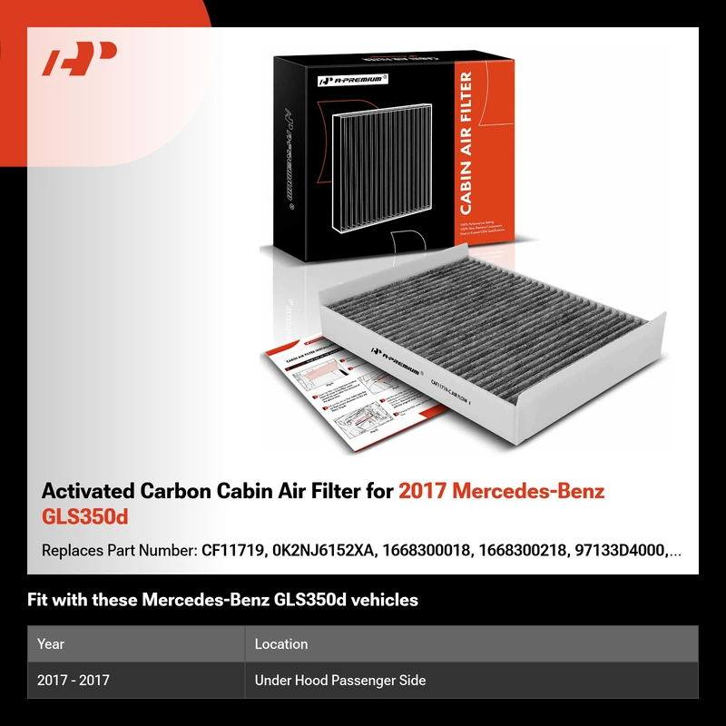 Activated Carbon Cabin Air Filter for 2017 Mercedes-Benz GLS350d