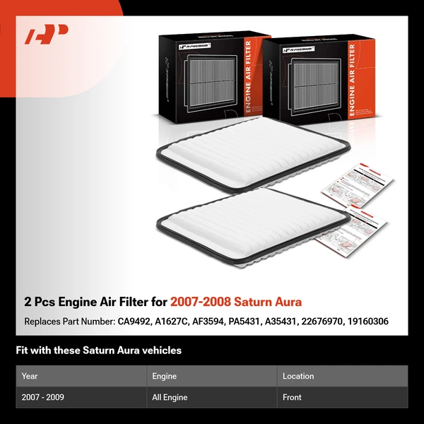 2 Pcs Engine Air Filter for 2007-2008 Saturn Aura