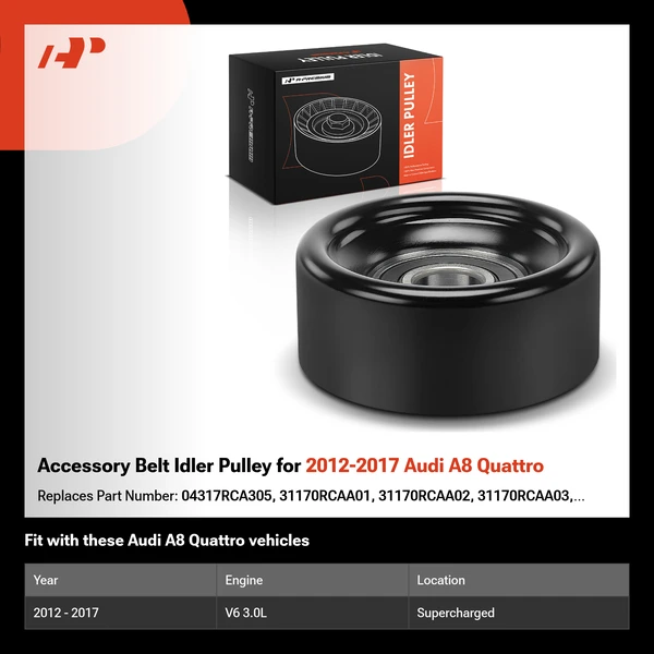 Accessory Belt Idler Pulley for 2012-2017 Audi A8 Quattro