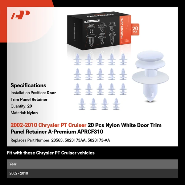 2002-2010 Chrysler PT Cruiser 20 Pcs Nylon White Door Trim Panel Retainer A-Premium APRCF310